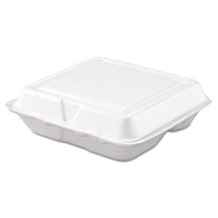 Carryout Food Container; Foam; 3-Comp; White; 8 X 7 1/2 X 2 3/10; 200/Carton